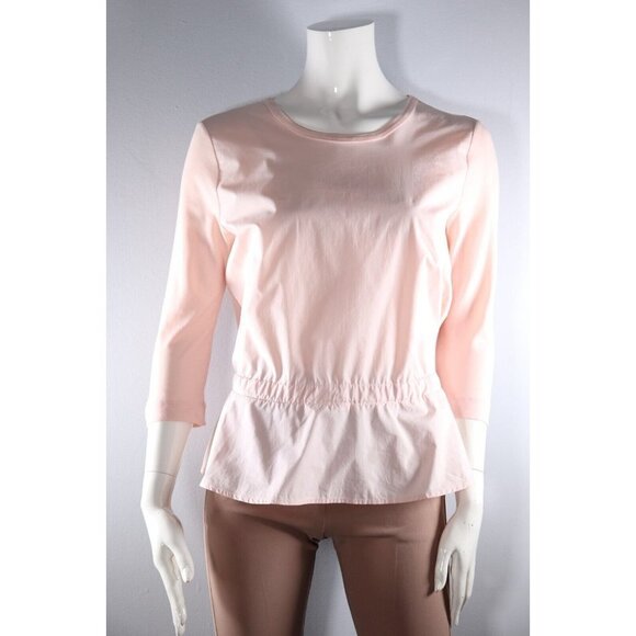Luisa Cerano Women's US8 Pink T-Shirt 3/4 Sleeve Cotton Tie-Back Peplum Top $325 - Picture 10 of 10
